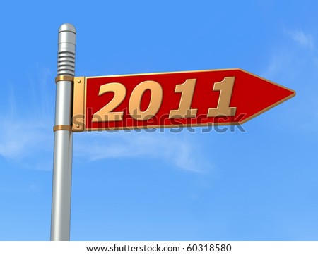 conceptual,directional sign post for the new year -rendering