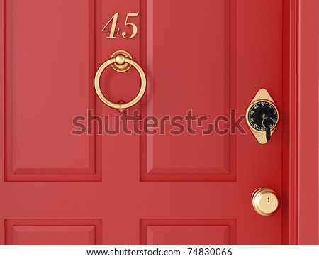 elegant red door with security locker