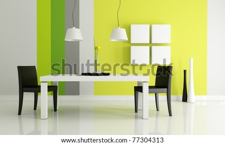 minimalist bright dining room - rendering