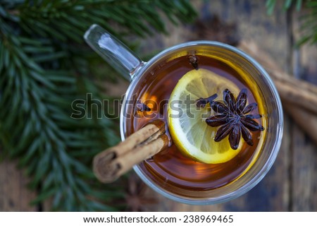 Hot cider with winter spices