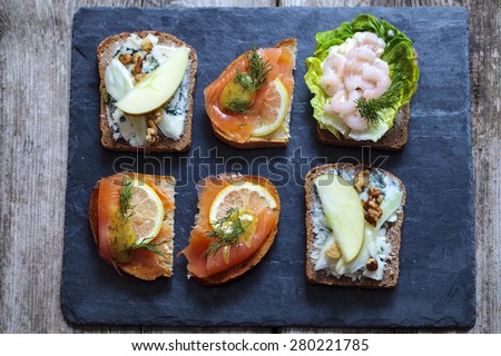 Selection of Nordic open sandwiches