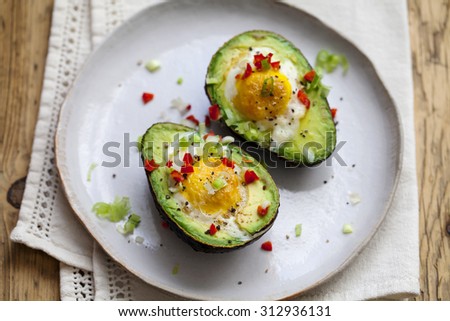 Eggs baked in avocado