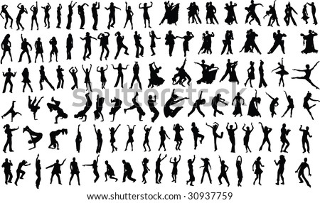 people dancing silhouette. of dancing people. Vector