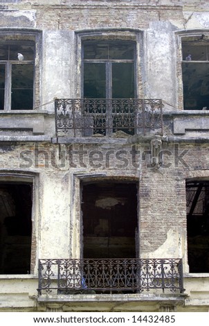 balcony of old deserted house in Brussels