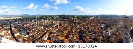 Bird view to the center of Florence including the most city landmarks