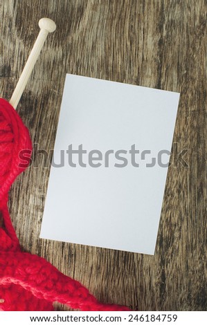 knitting and white clear paper, scrap booking background