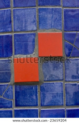 Blue and red square tiles