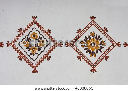 Folk patterns painted on a wall