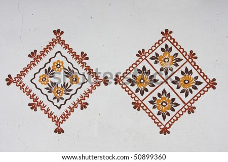 Folk patterns painted on a wall