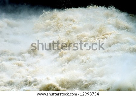 Water under a dam of hydroelectric power station, Volkhov, Russia
