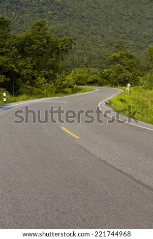 Beautiful road curves up the mountain