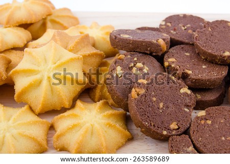 Chocolate cookies and Butter cookies , breakfast