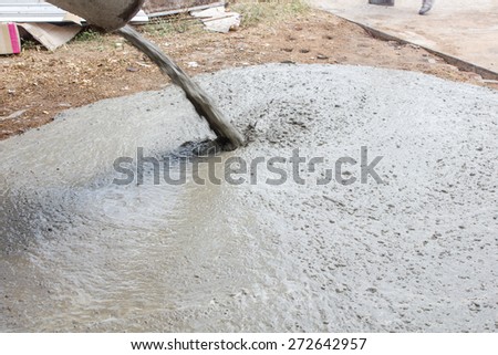 Concrete work, Pouring cement during sidewalk upgrade