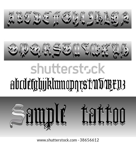 stock vector 15th century English Gothic letters