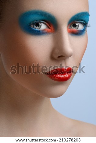 Blue red lips Women Makeup Beauty