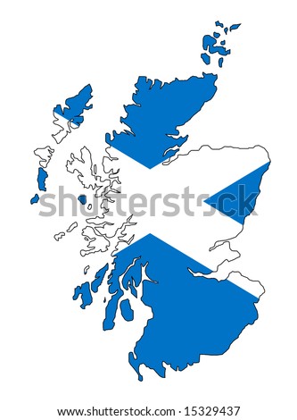 map and flag of scotland