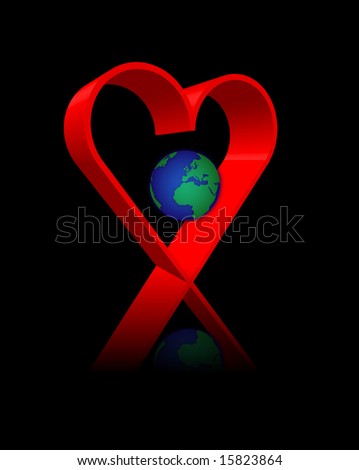 heart band red on black background with earth