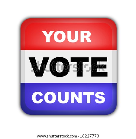 button red and blue for American presidential elections, your votes counts, on white background