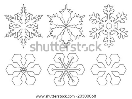 stock vector : drawings of flakes of snow on white background