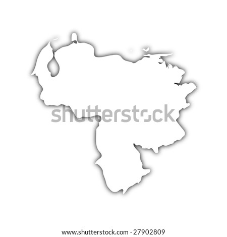 white map of venezuela on black