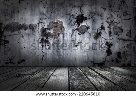 wood floor and grunge concrete wall textured backgrounds