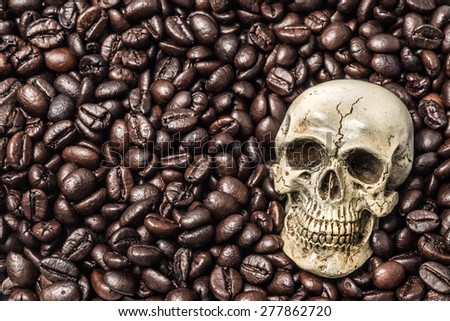 coffee bean background with skull