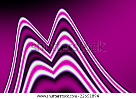 Magenta wild wave with humps in an M shape and accent colors of black, white, and purple.