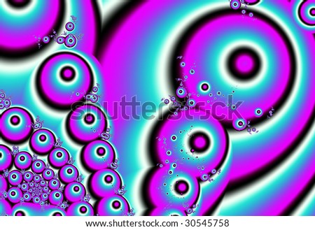 Wild fractal gradient orbs in vivid blue, aqua, pink, white, and black.