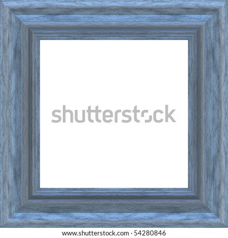 Square blue wood frame white opening has realistic look and many bevel insets.