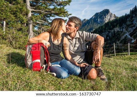 Couple having a rest in the mountains