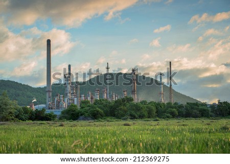 Oil Refinery factory at sunrise
