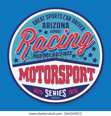 Motorsport racing typography, t-shirt graphics, vectors