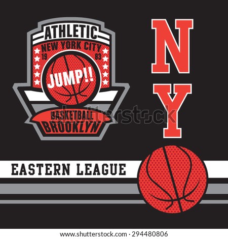 Athletic sport basket ball typography, t-shirt graphics, vectors