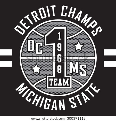 Athletic sport vintage Detroit typography, t-shirt graphics, vectors