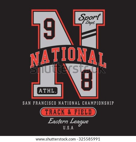 Athletic sport typography, t-shirt graphics, vectors
