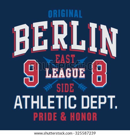 Athletic sport Berlin typography, t-shirt graphics, vectors