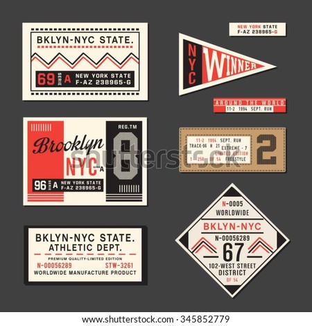 Vintage Labels athletic sport typography, t-shirt graphics, vectors