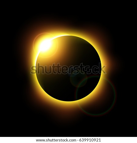 Eclipse of the sun and flare . Vector .