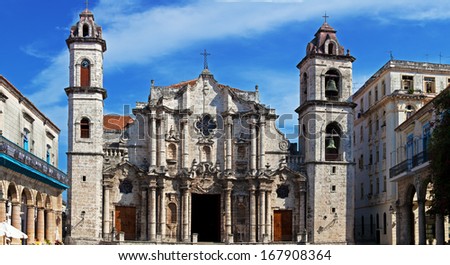 Panorama of Havana Cathedral Square, no People