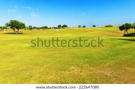 Training golf field for range shots at summer, Cyprus