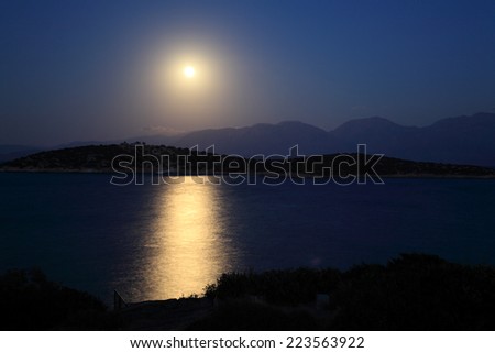 Landscape with Moonlight Road and Mediterranean Sea