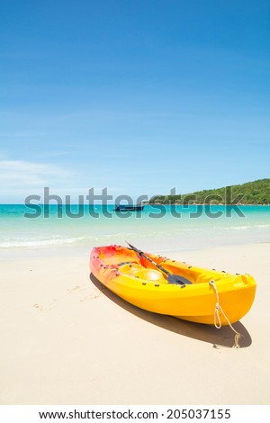 Yellow kayaks on the beach. Samet island,THAILAND