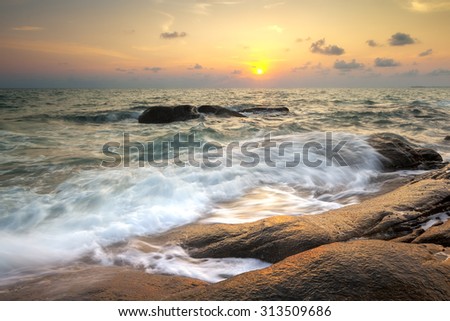 Seascape during sunset. Beautiful natural seascape