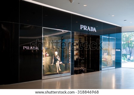 Bangkok, Thailand - Sep 19, 2015 : Prada store at Central Embassy Shopping Mall. Prada Group has a total net sales of 792.3 millions EUR during 3rd quarter of 2014.