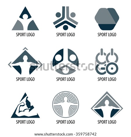 Sport vector sport logos. Abstract logotype organization. Icons for competition. Athletic signs set. Triangular logo set. Olympic games icons collection.