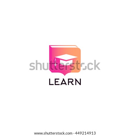 Isolated student hat vector logo. Studying logotype with learn writing. Education icon.