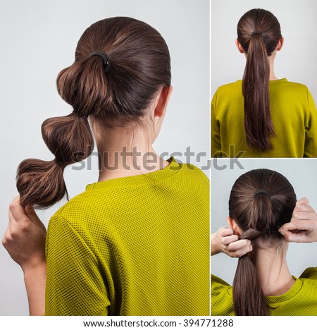 simple casual hairstyle pony tail with scrunchy tutorial