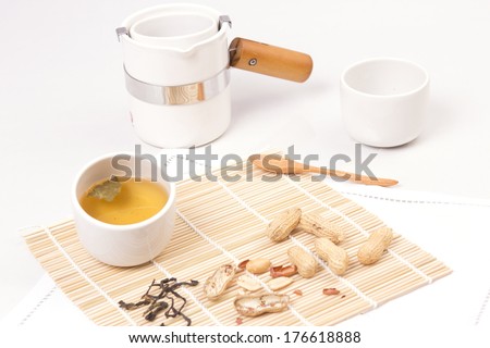 Dried tea leaves and tea maker ,Hot tea for health.