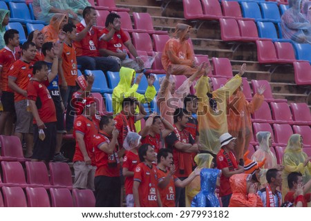 BANGKOK,THAILAND:JULY 2015:The subporter of Chaing Rai poses during football Thai Premier League between Osotspa M150 and Chiang Rai United at Rajamangala National Stadium on July 19,2015inThailand.