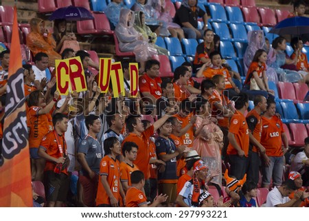 BANGKOK,THAILAND:JULY 2015:The subporter of Chaing Rai poses during football Thai Premier League between Osotspa M150 and Chiang Rai United at Rajamangala National Stadium on July19,2015inThailand.